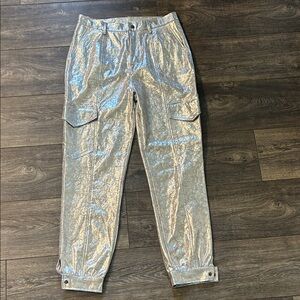 Young Fabulous & Broke Metallic Silver Cargo Joggers
